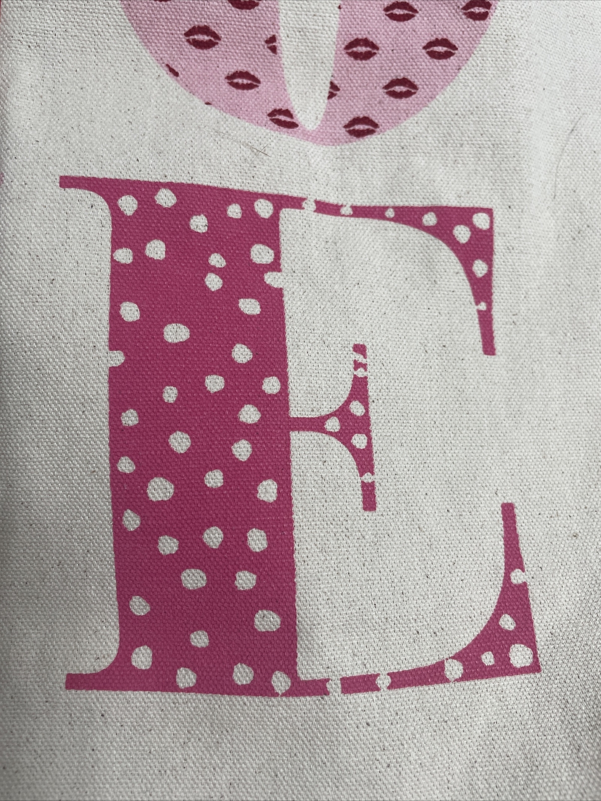 LOVE Canvas Shopping Carry Tote Natural Fiber Large 20 x19 x 9 in Double Handles