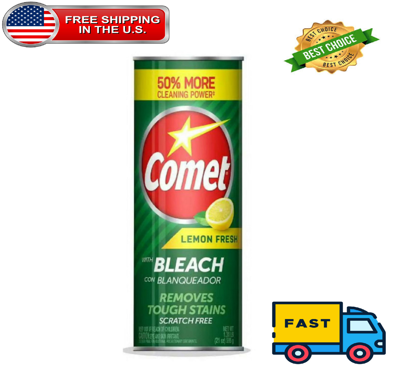 Comet 21oz Lemon Scented Multipurpose Cleaning Powder with Bleach