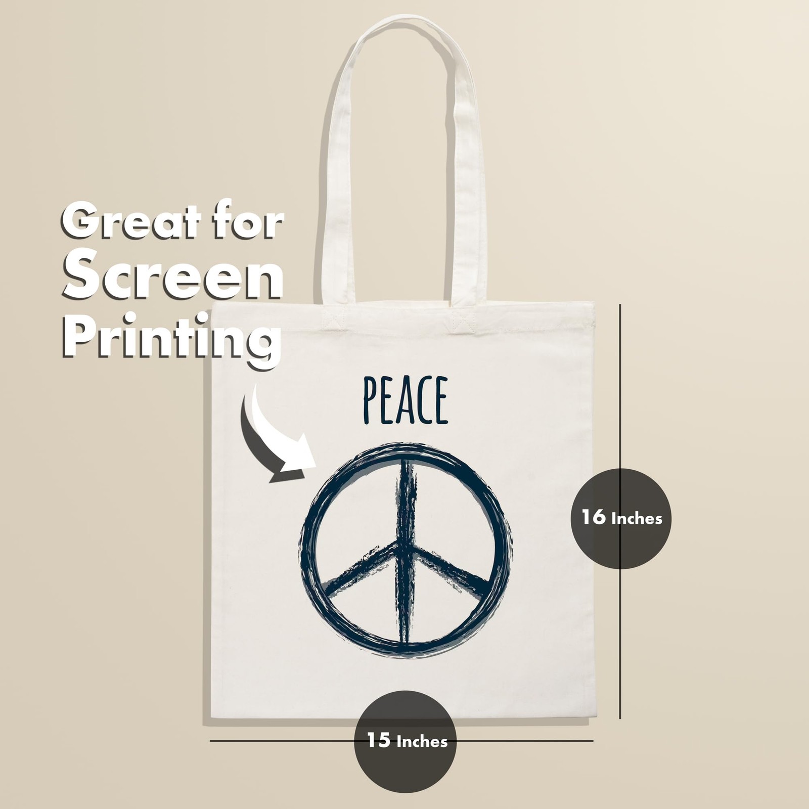 (Not Made In China) Canvas Tote Bags 5-Pack, 15″x16″, Bulk Organic Cotton Reu…