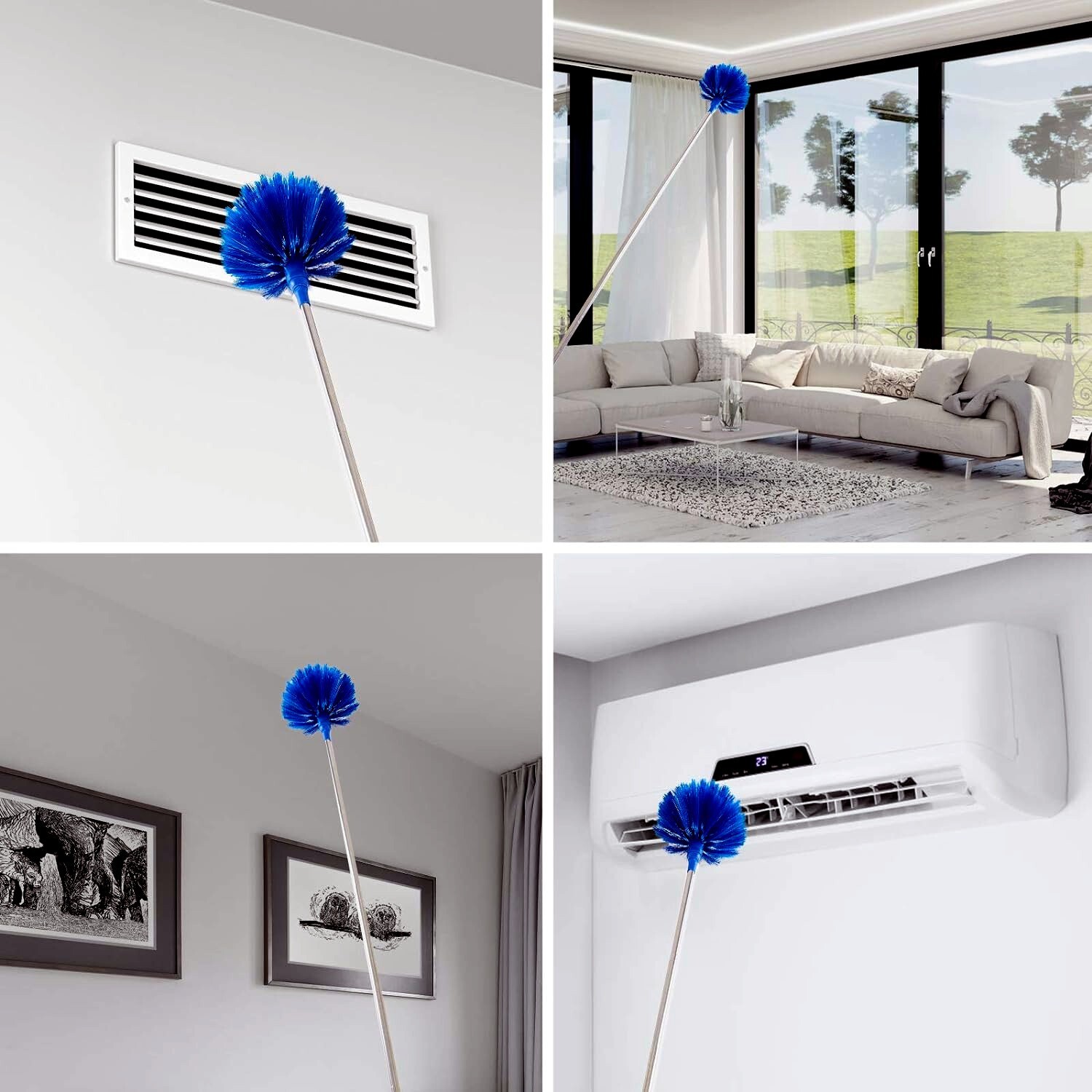 Microfiber Ceiling Fan Duster/Cobweb Cleaner Brush Kit Telescopic Extension Pole
