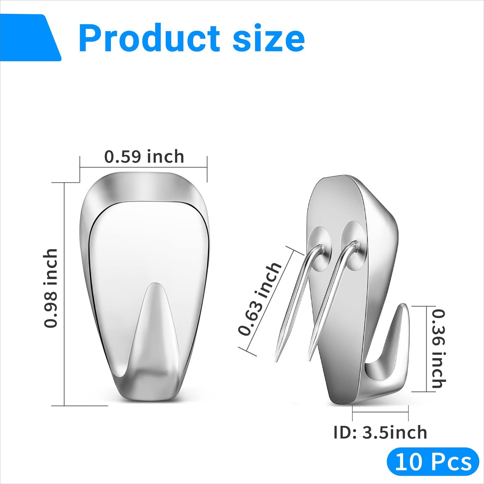 Silver Fabric Panel Cubicle Wall Clips Hooks 40 Lbs Capacity Pack 10 PCS