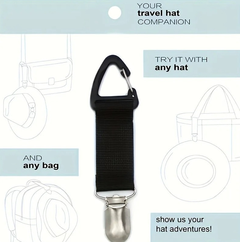1 pc Travel Hat Clip – Portable Hat Holder Accessory Clips Securely to Bags