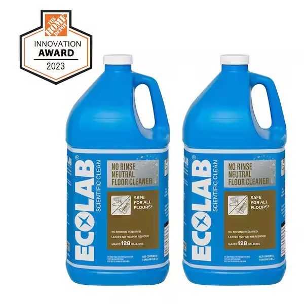 2 Pack ECOLAB 1 Gal. No Rinse Neutral Floor Cleaner, Concentrate, Residue Free