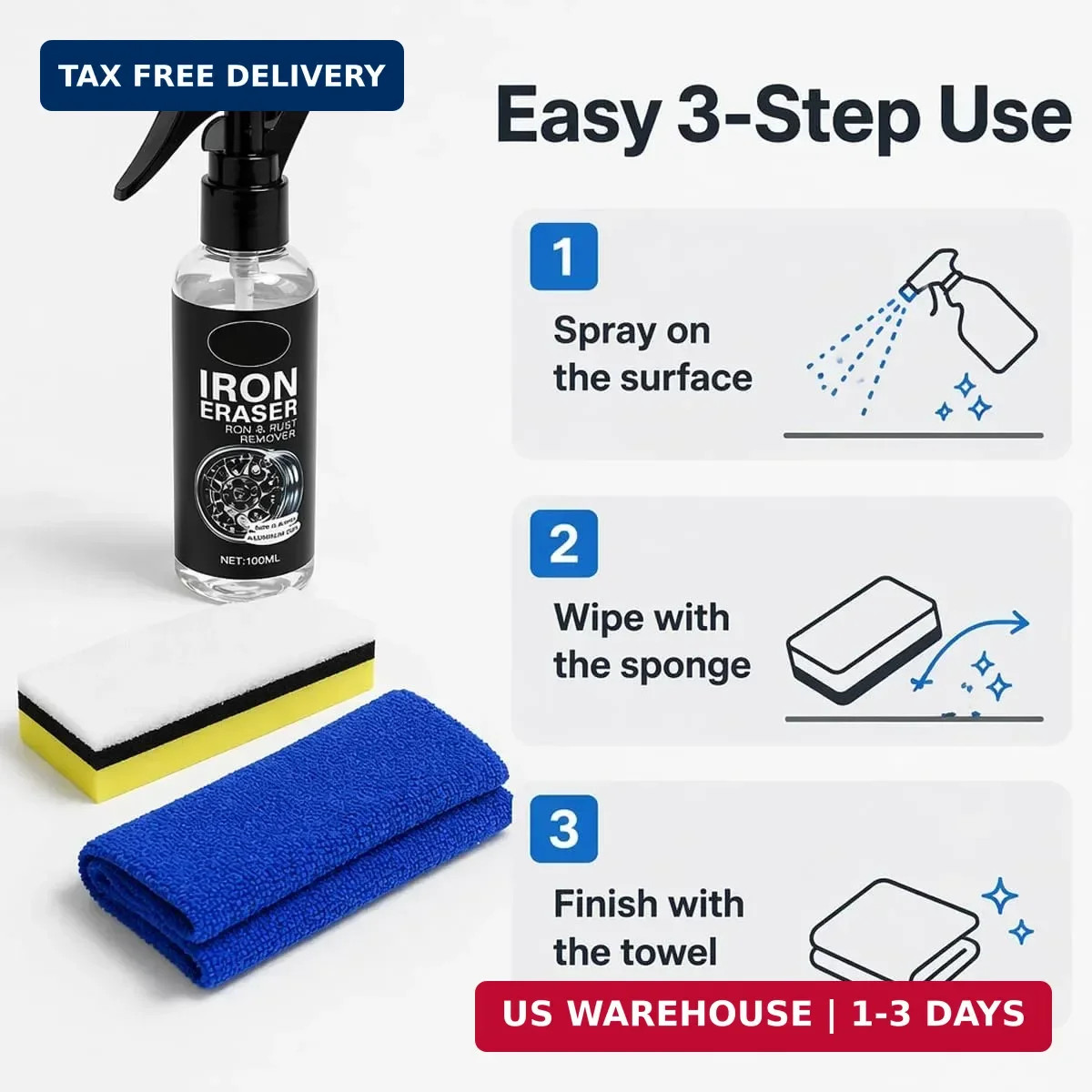 Iron Eraser Rust Remover Spray for Car Wheels & Paint, 100ML Rust And Brake Dust