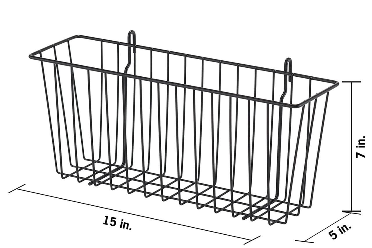 TRINITY 15-Inch Metal Hanging Basket to Use With Shelf Units 15 Inches, Black