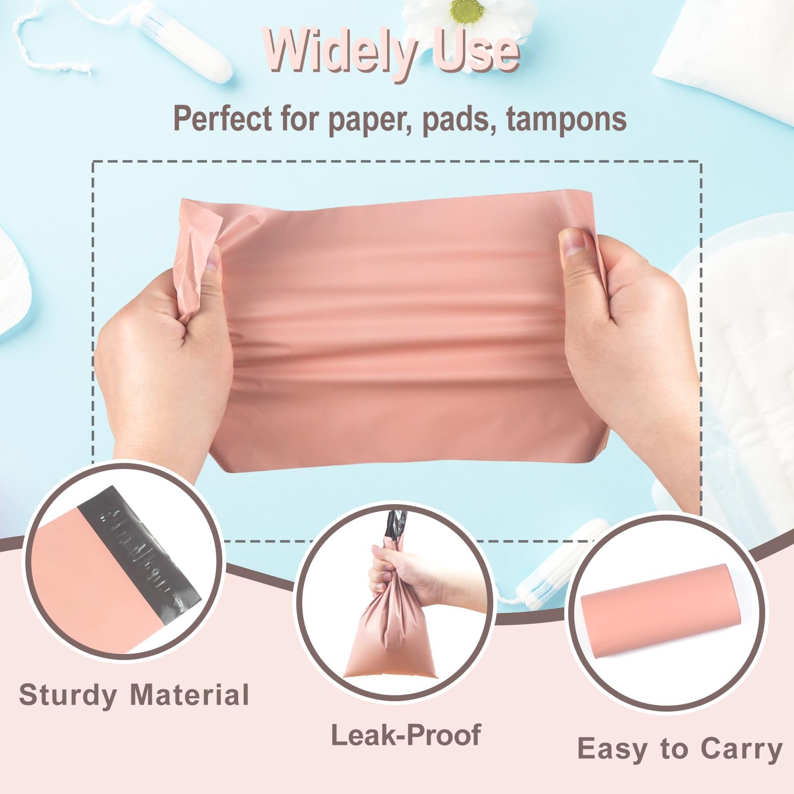 100 PCS Sanitary Napkin Disposal Bags, Feminine 1 Count (Pack of 100), Pink