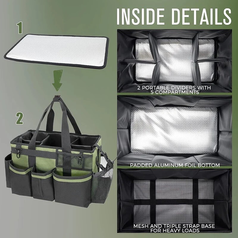 Cleaning Caddy Bag with spray bottle & Towls,Shoulder strap & waist belt.Green