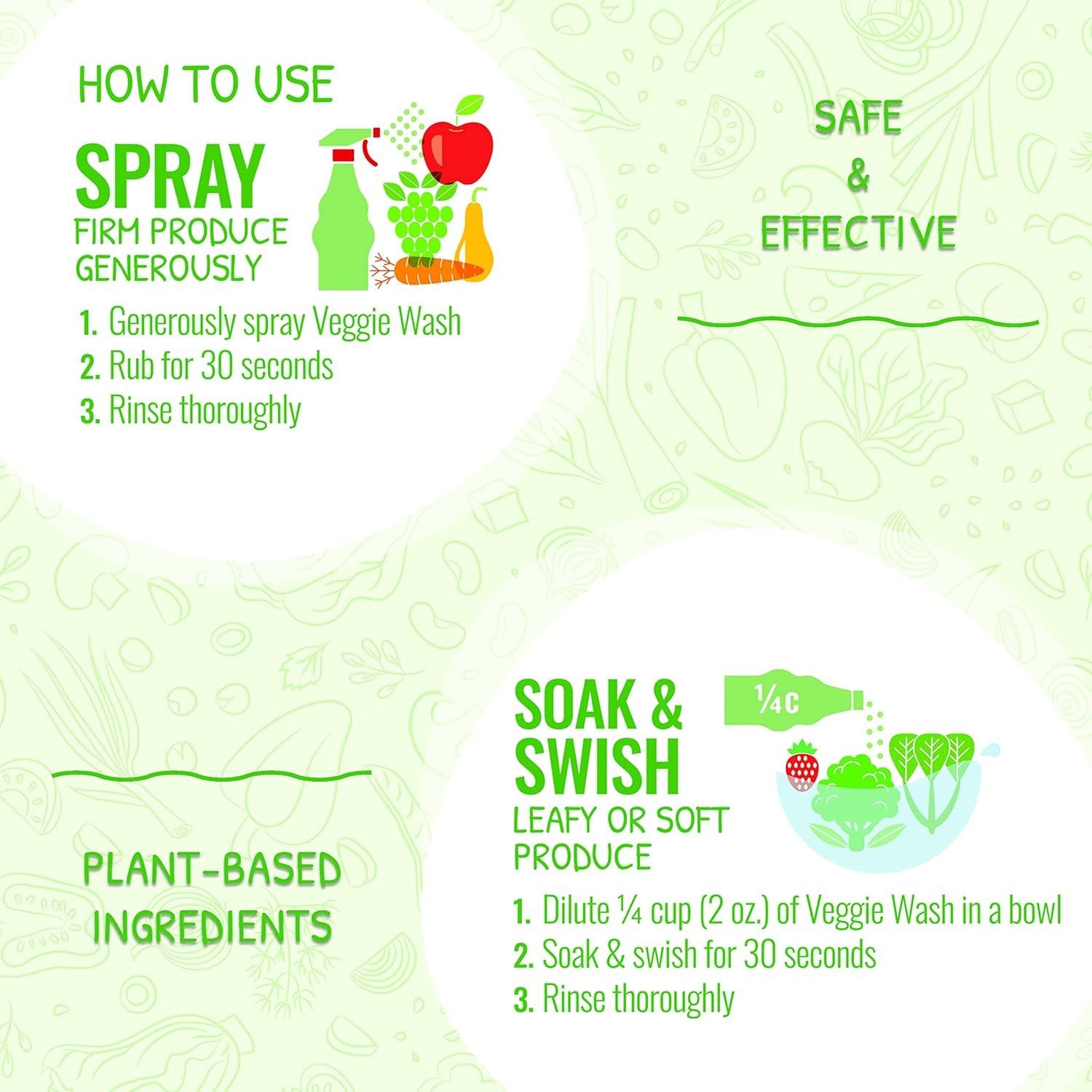 Fruit & Vegetable Cleaner, 16 Oz Spray (2-Pack) – Effectively Removes Wax