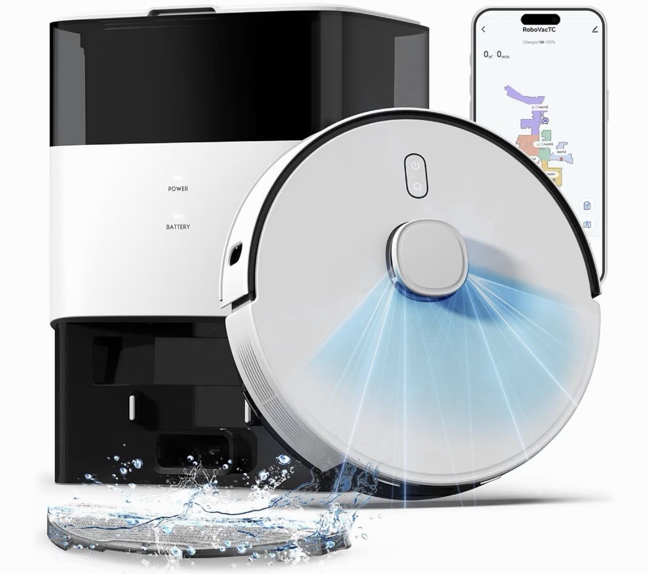 Robot Vacuum & Mop w/ Self-Emptying Dock – LiDAR, 12,000Pa, App Control