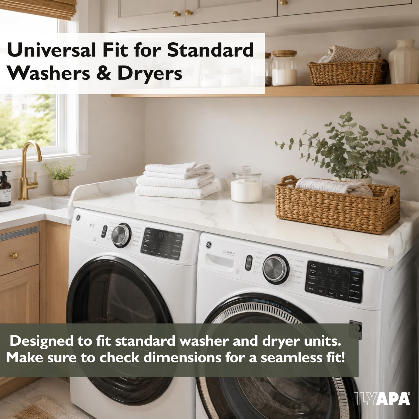 Washer Dryer Countertop, 27.5 x 54 Inch – Carrera Marble, High