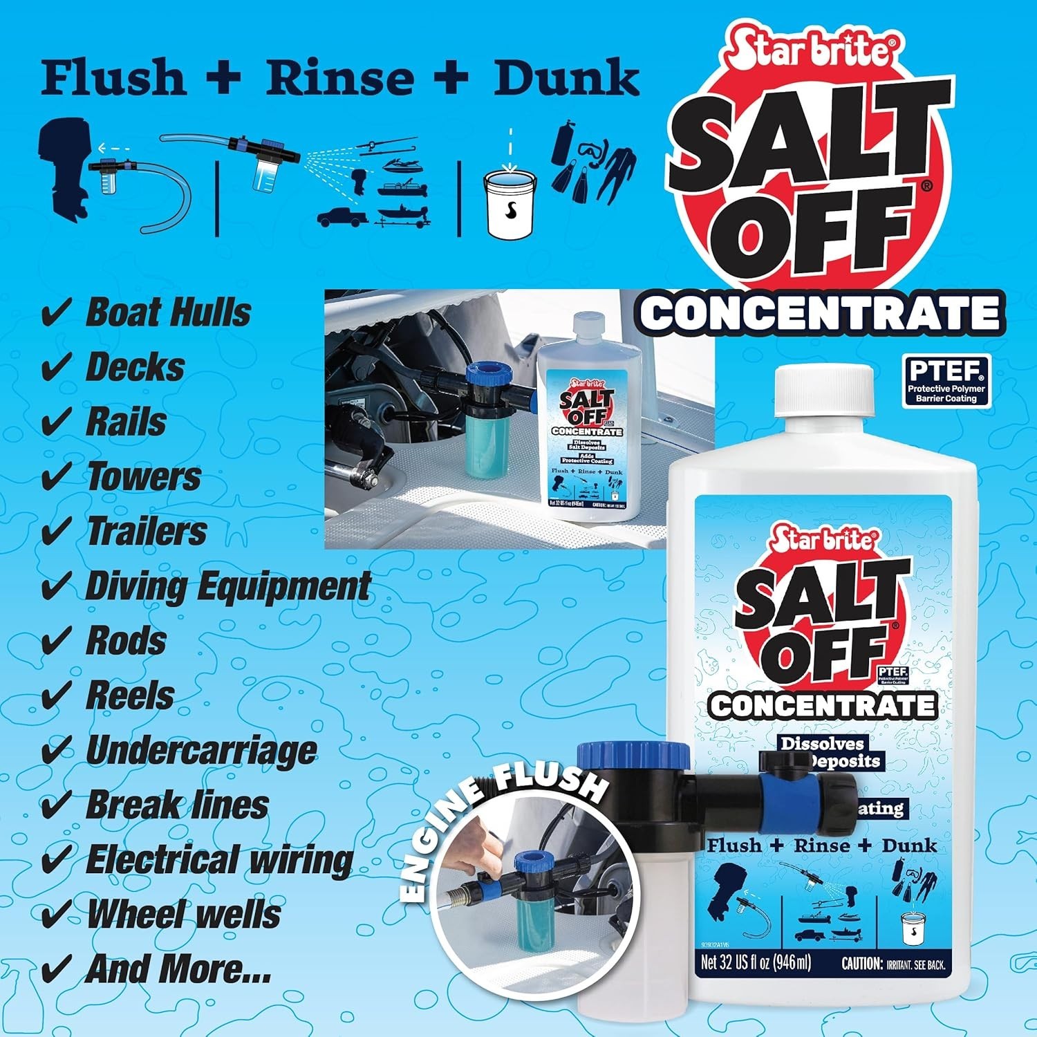 Comprehensive 32 OZ Salt Off Concentrate Kit for Marine Maintenance & Protection
