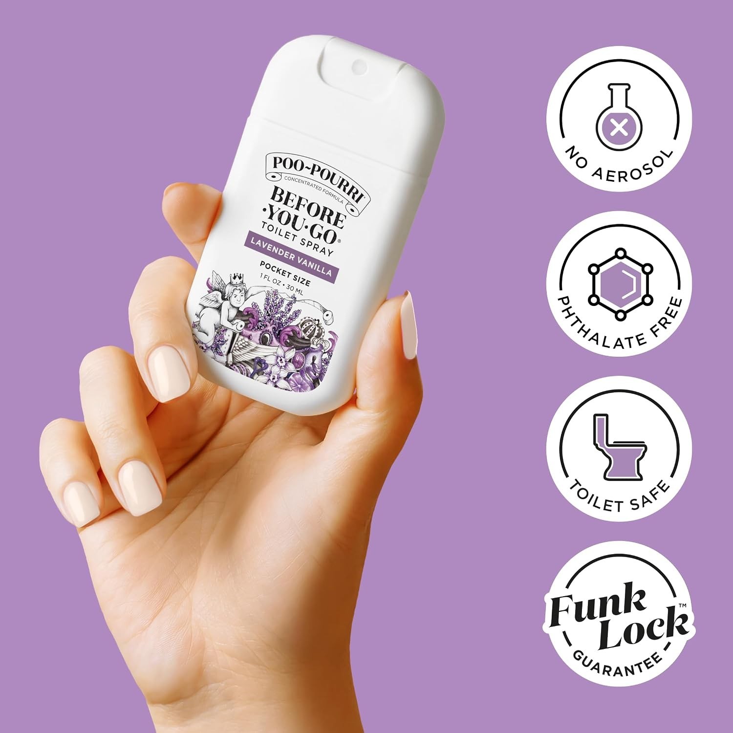 Discreet Lavender Vanilla Bathroom Spray – Before-You-Go 1 Fl Oz Travel Bottle