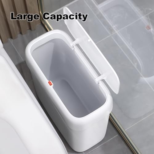Bathroom Small Trash Can with Lid,10L / 2.7 Gallon Slim 1 Pack (2.7 Gallon)