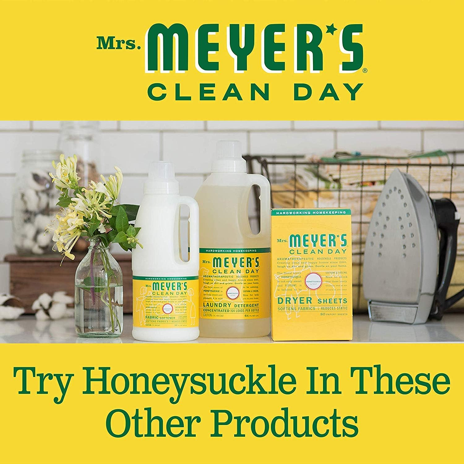MRS. MEYER’S CLEAN DAY Liquid Dish Soap Refill, Honeysuckle, 48 Fl. Oz