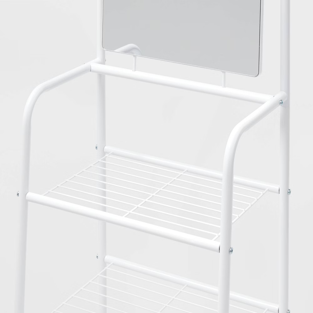 Metal Garment Rack with Mirror and Shelving White – Brightroom