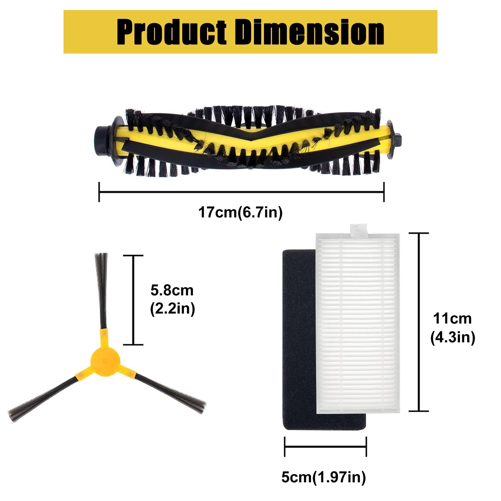 Replacement Parts For Tesvor X500 /x500 Pro/m1 Vacuum Cleaner Include 4 Side Bru