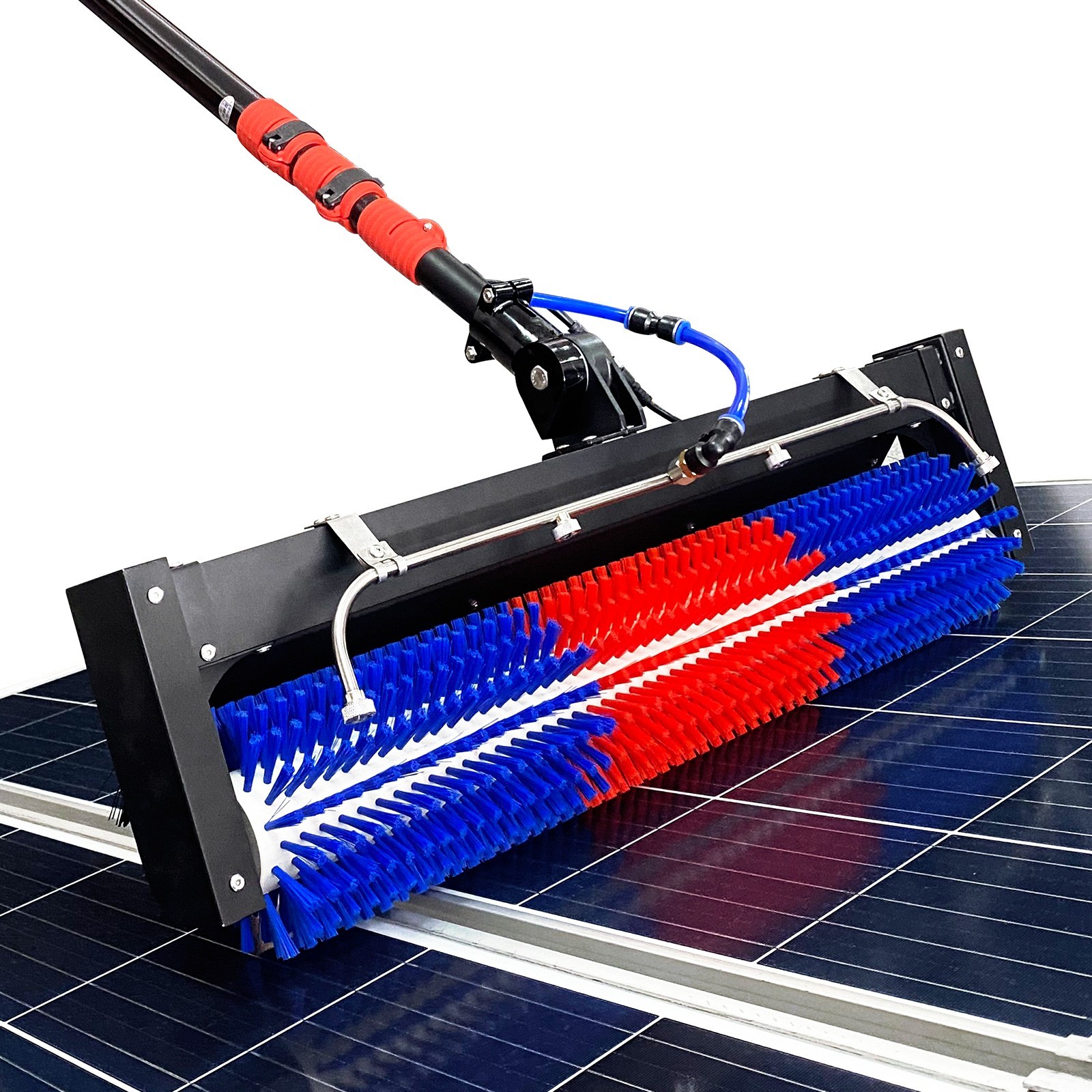 11/18/24ft Solar Panel Cleaning Brush –Water-Fed System with AC & Battery Power