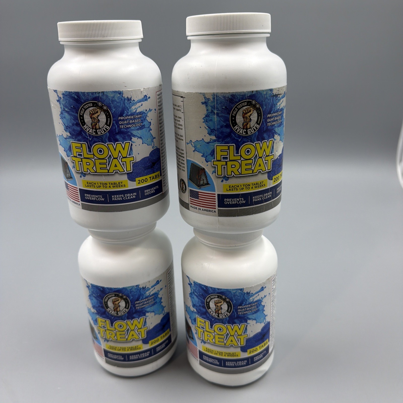 4 x HVAC GUYS – Flow Treat Tabs – 200 Tablets | AC Drain Line Cleaner