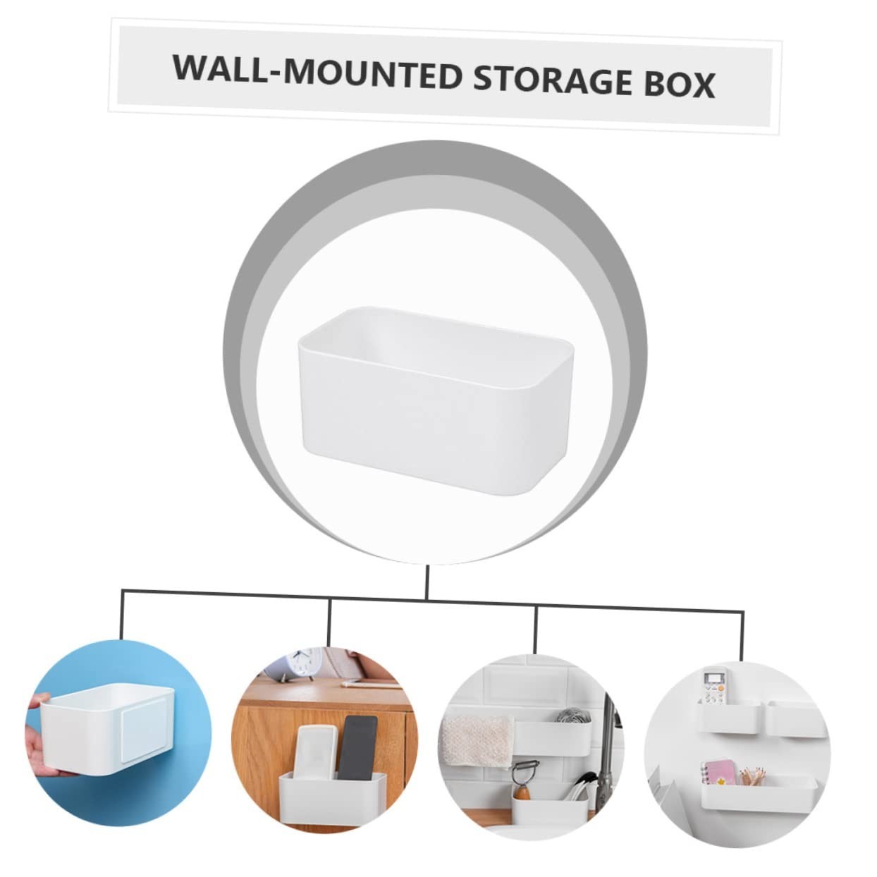 Wall Mounted Storage Box 4 Pack – Adhesive Holder for Remote, Phone & Small Item