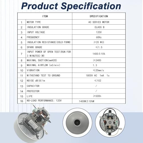 120V Vacuum Motor for Backpack Shop Vac, Replacement for ProTeam Super Coach Pro