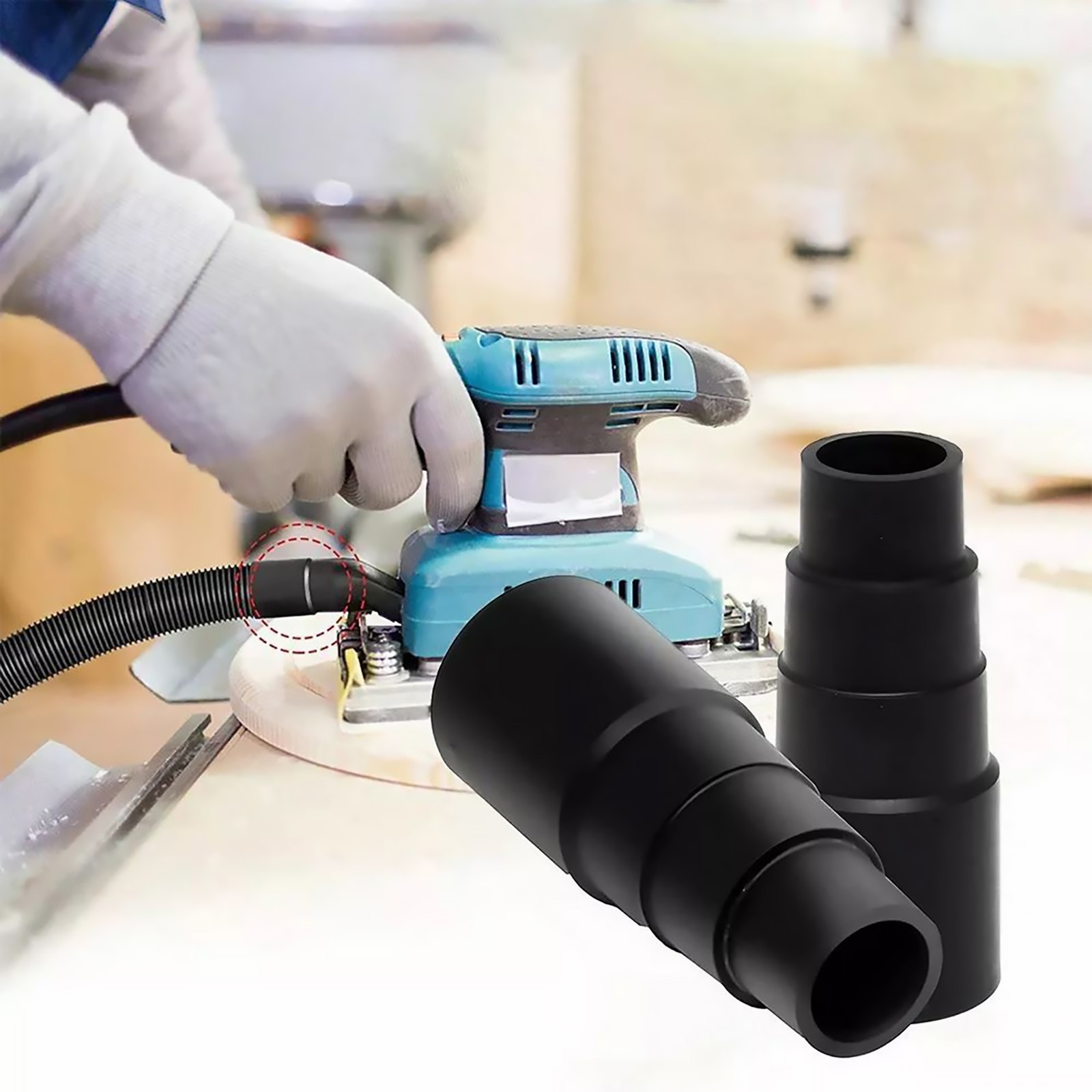 2X Vacuum Cleaner Power Tool Dust Extractor Hose Universal Adaptor Converter PVC