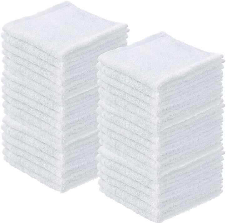 Superio Terry Towel White Facial washcloths 100% Cotton 12″ Cleaning Rags (36pc)