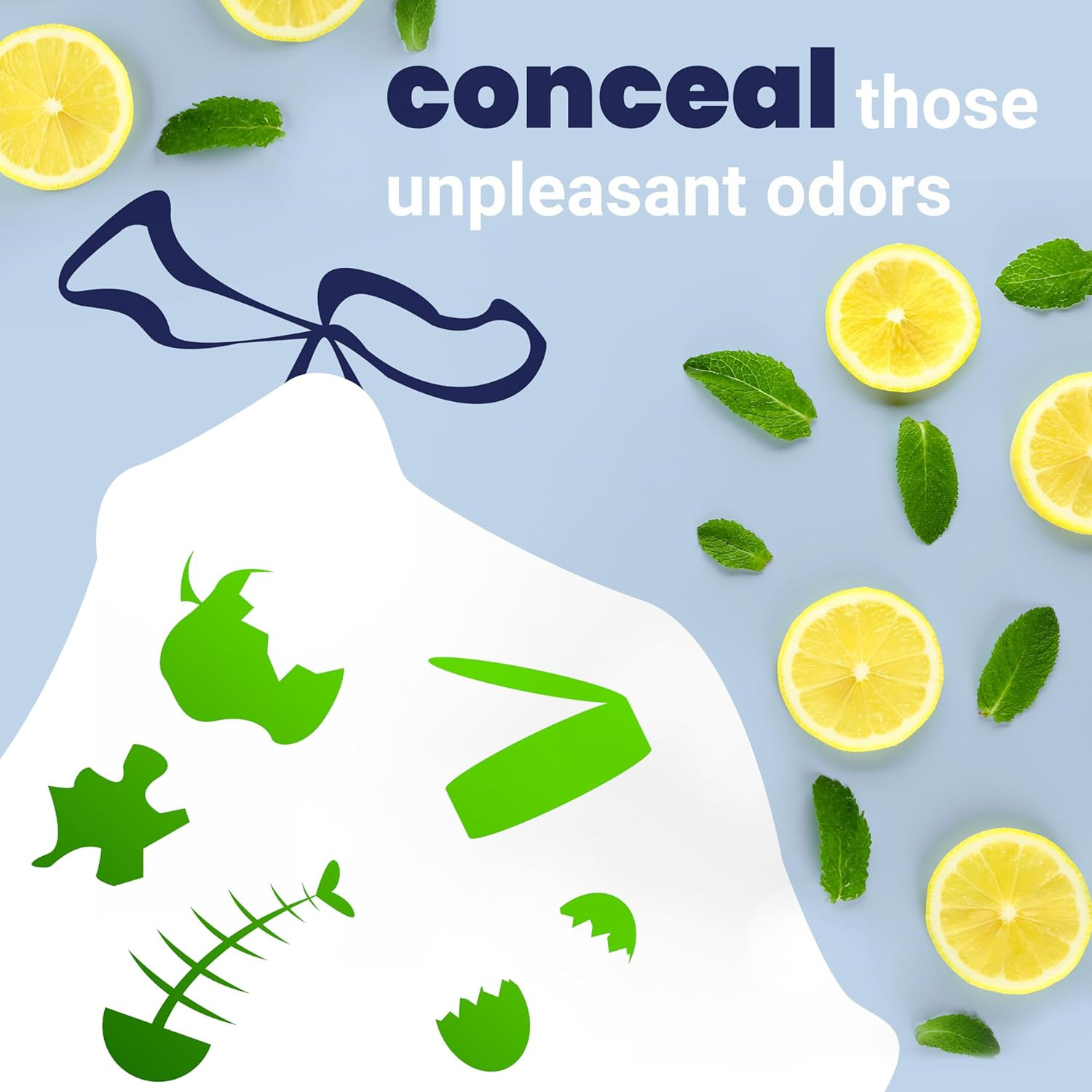 5.3 Gallon (20L) Drawstring Trash Bags, Lemon Scent, White, Heavy Duty MDPE Line