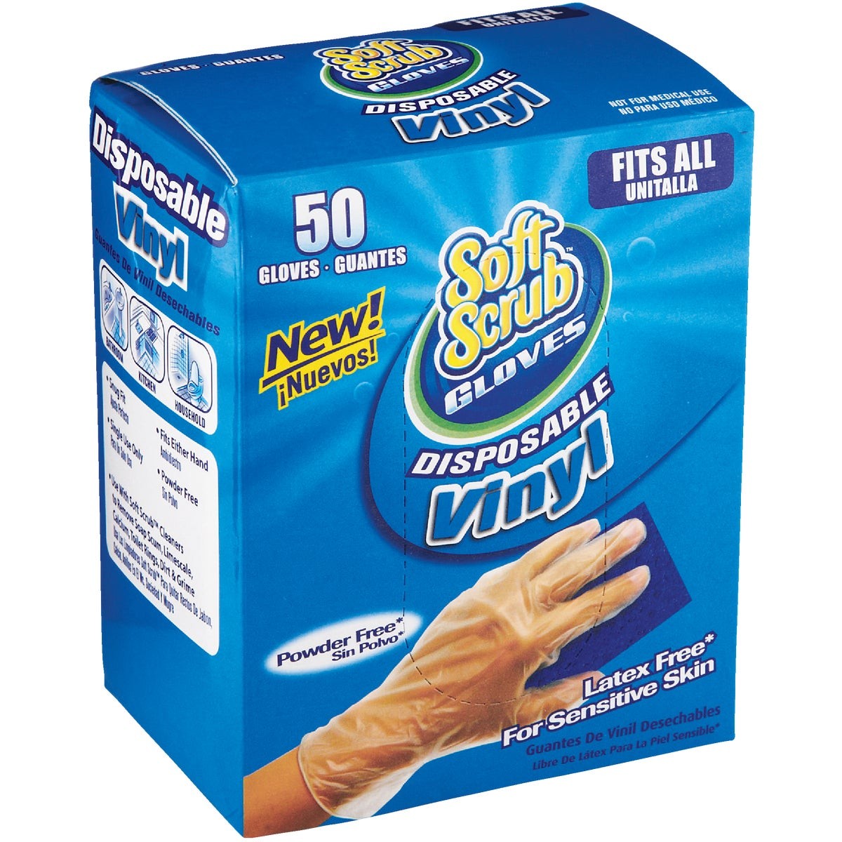Soft Scrub 1 Size Fits All Vinyl Disposable Glove (50-Pack) 11250-16 Soft Scrub