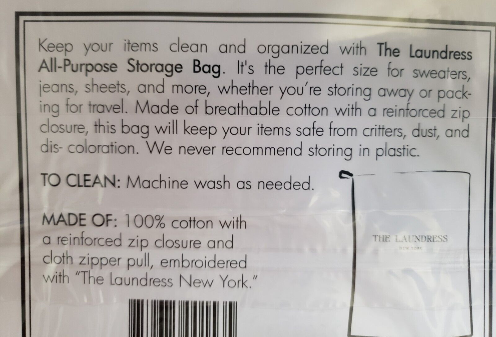 The Laundress – ALL PURPOSE STORAGE BAG – 1 pack – One Size Fits All – 19″ x 24″