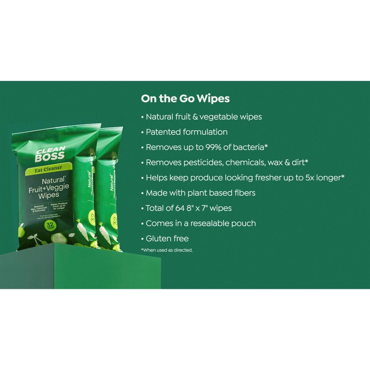 JOY Eat Cleaner Fruit & Veggie Produce Cleaner To-Go Wipes 2-Pack