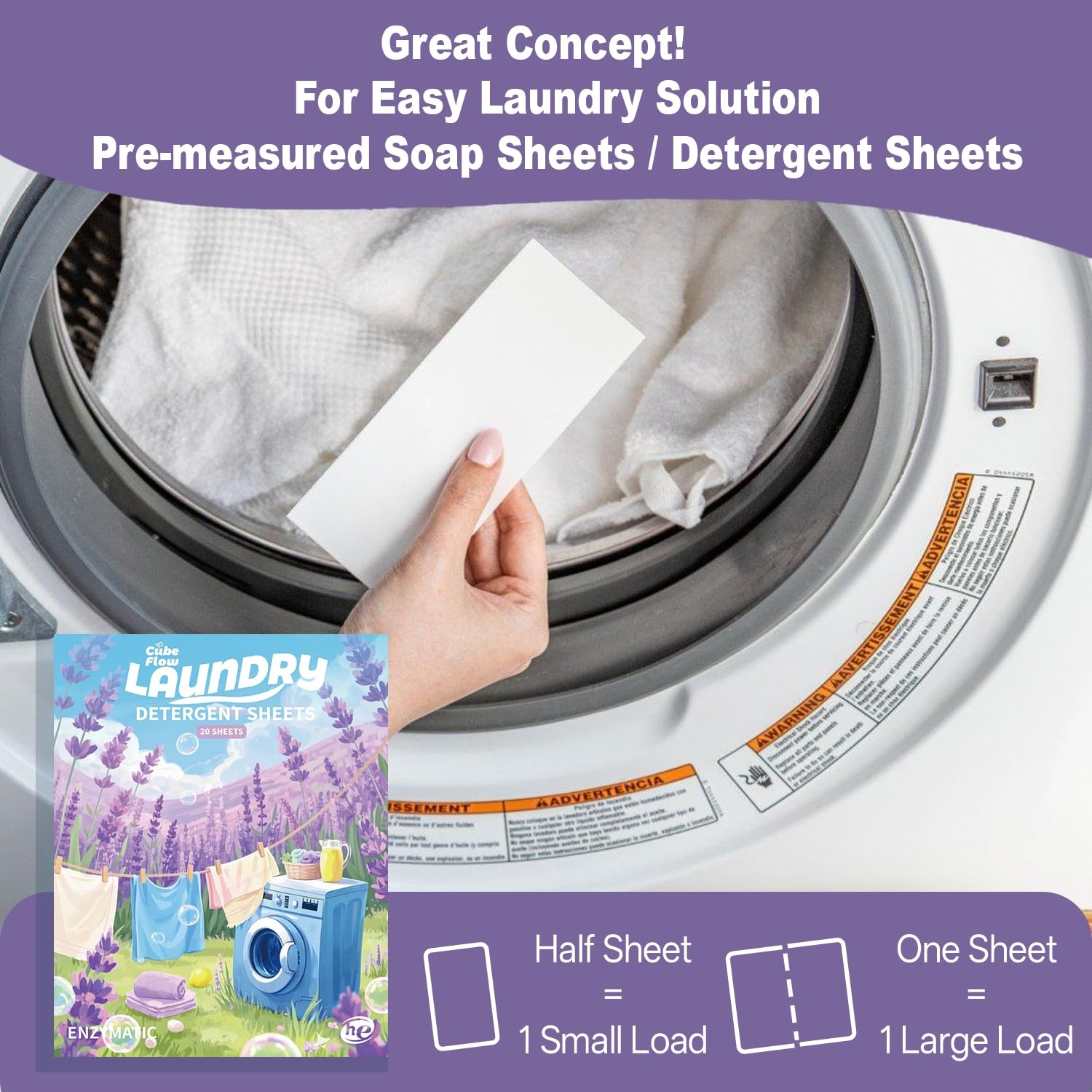 Laundry Detergent Sheets, 40 Loads, Lavender Scent