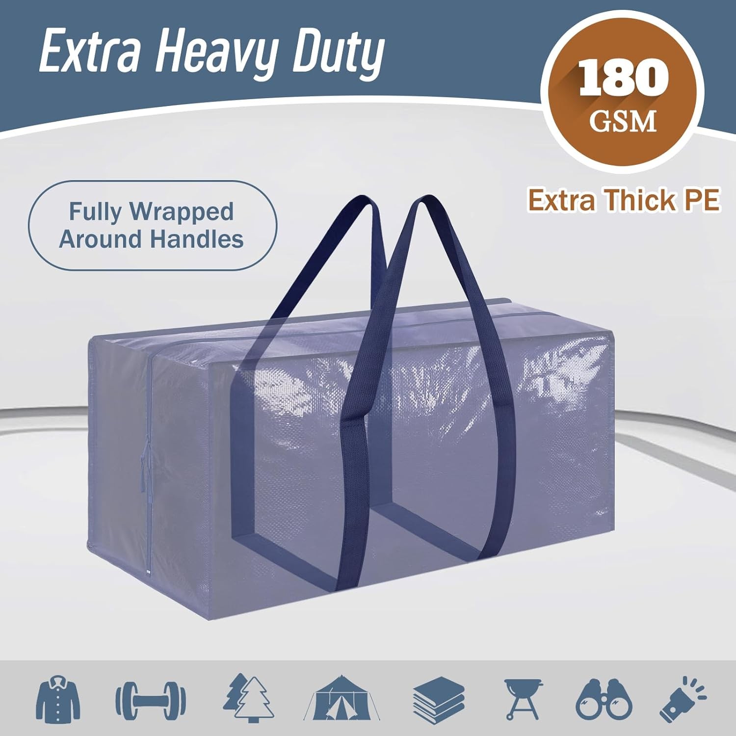 6 Pack Extra Heavy Duty Large Moving Bags with Strong Zipper & Comfortable Hand