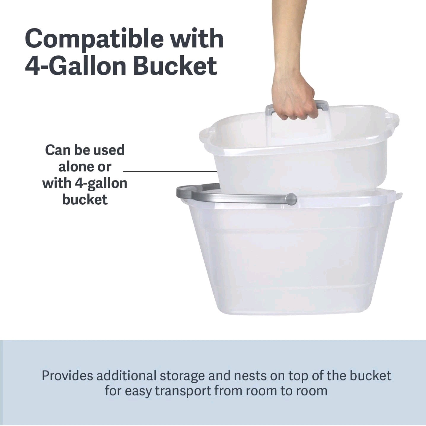 Casabella Multipurpose Cleaning Storage Caddy with Handle, 1.5-Gallon, Clear