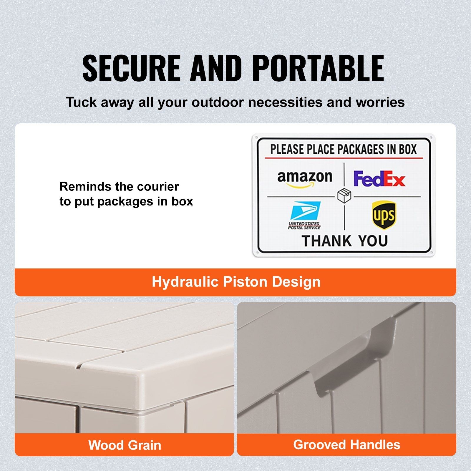 31gal multi-use waterproof deck box 22.09×17.09×20.87in 170lb capacity grey