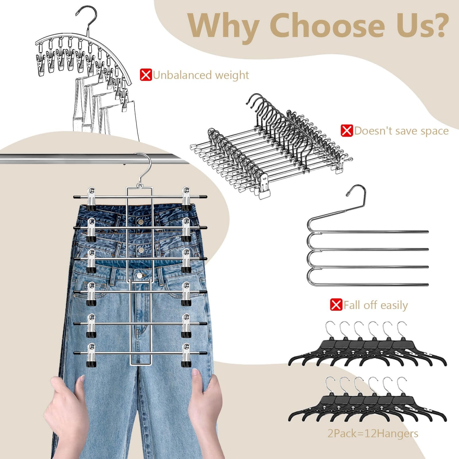 Hangerspants Hangersspace Saving Hanging Closet Organizer6 Tiers Skirt Hangers W