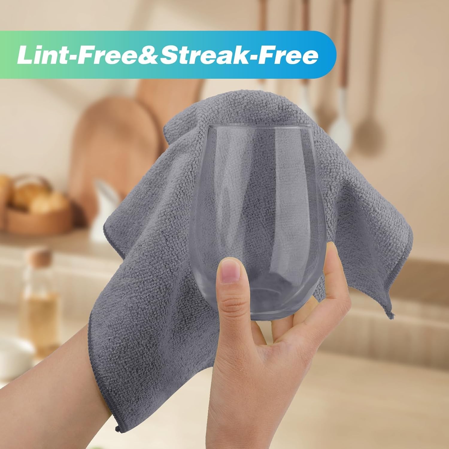 Grey Microfiber Cleaning Cloths, 24 Pack, 12 x 11 Car, Kitchen & House Cleaning