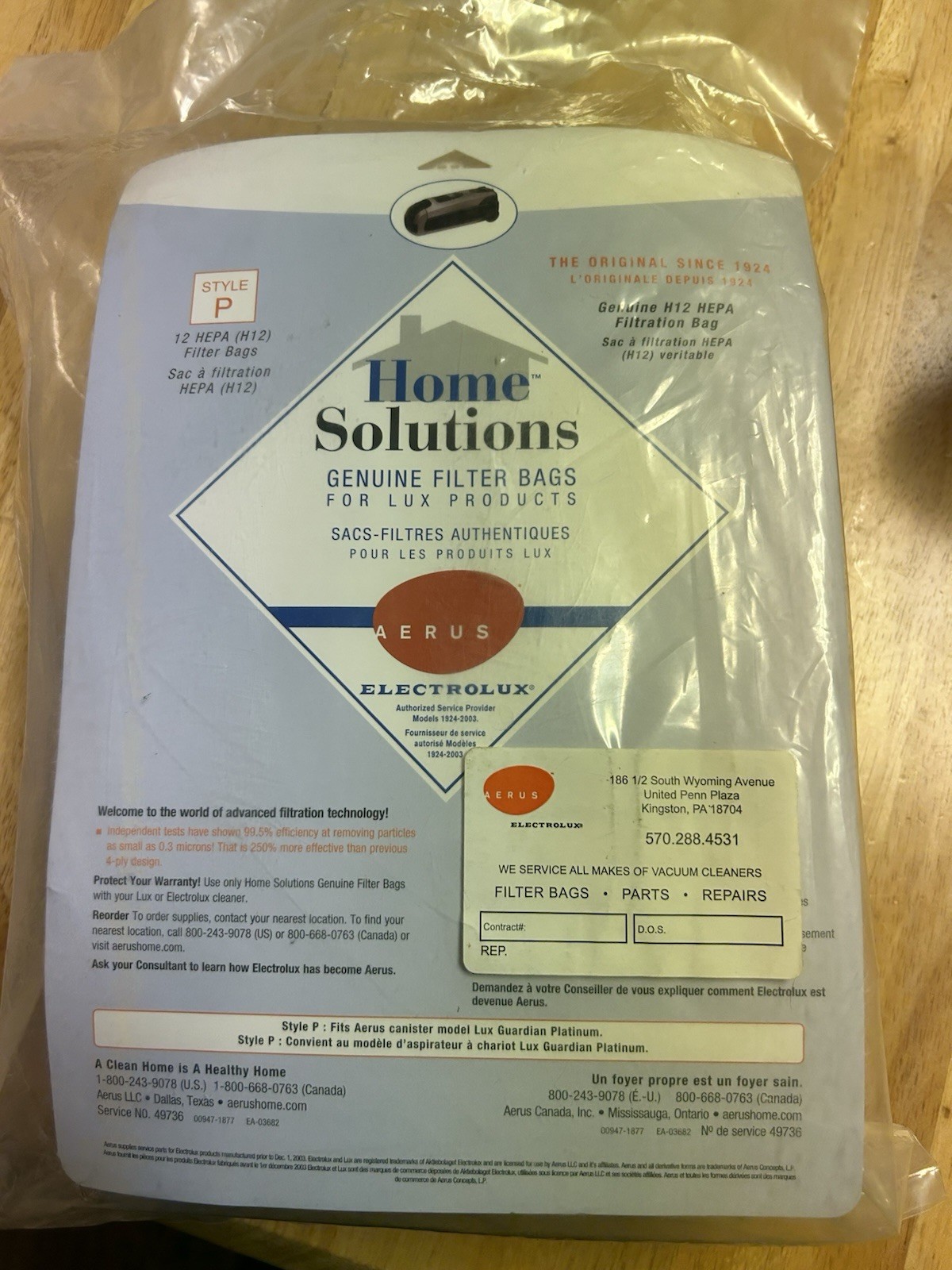 Home Solutions Style P HEPA Vacuum Bags 12 Pack For Lux Guardian Platinum Aerus