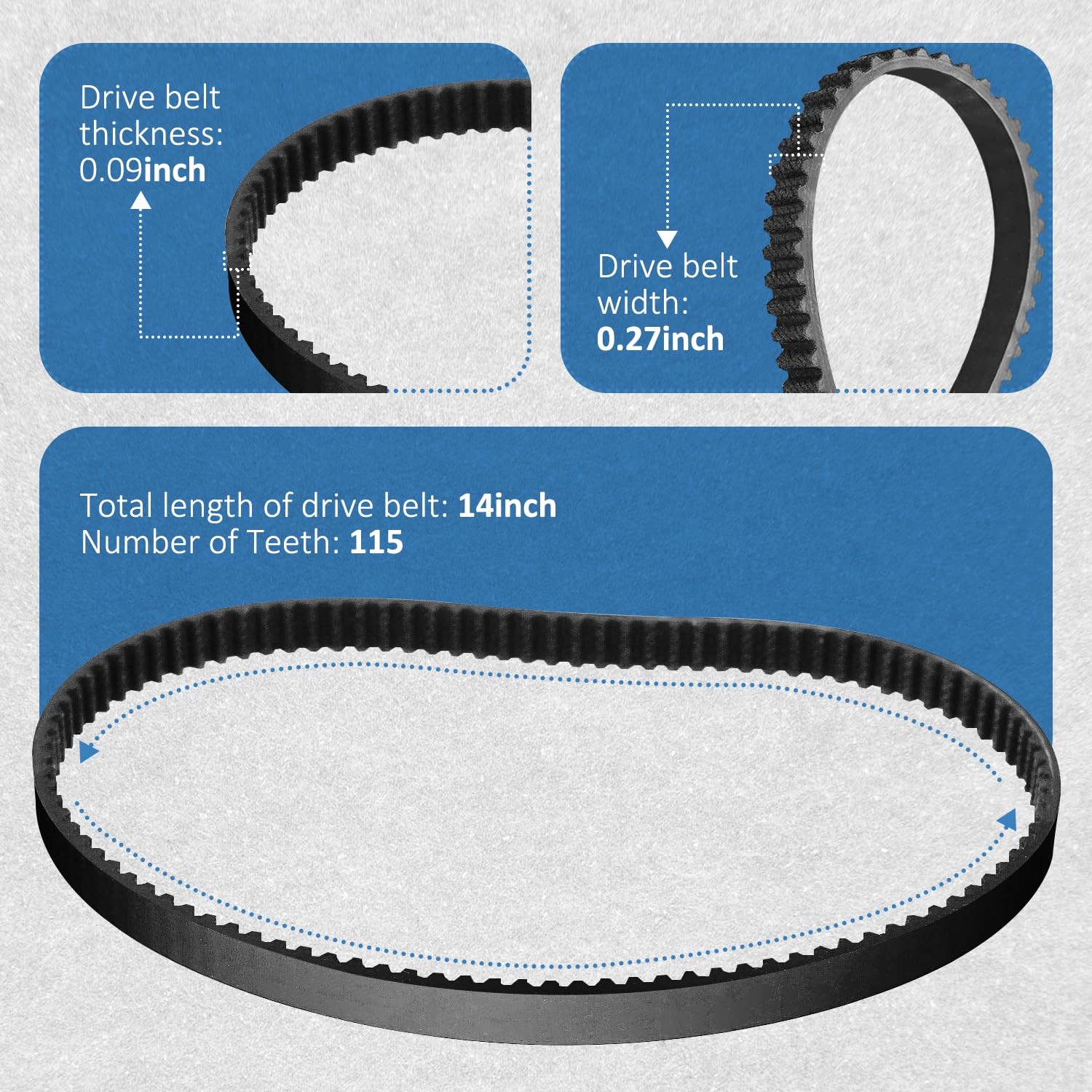 2 Pack Replacement Geared Belt for Vacuflo TurboCat TP210 Model Central Vacuum