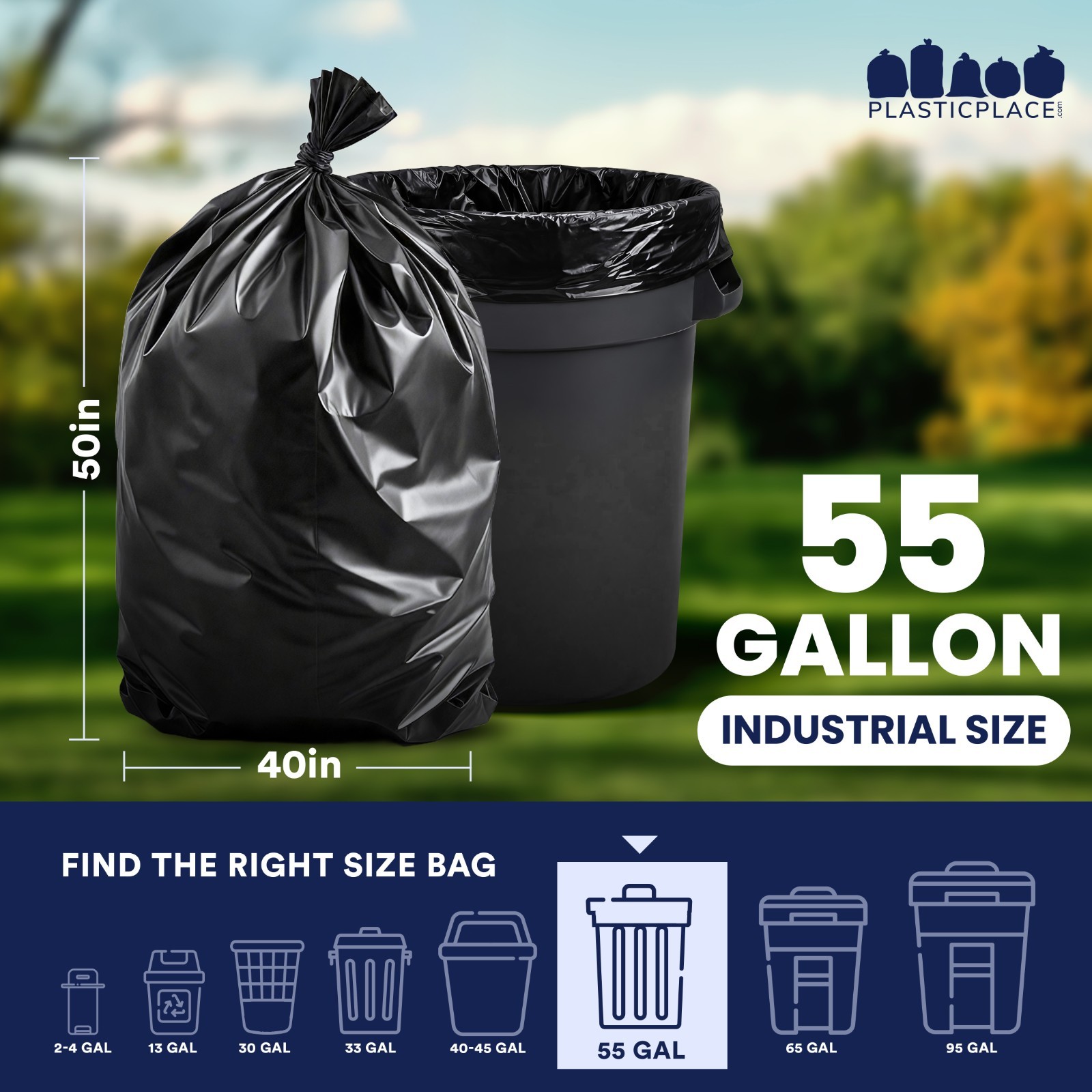 Plasticplace 55 Gallon RubbermaidÂ® Compatible Trash Bags, 100 Count