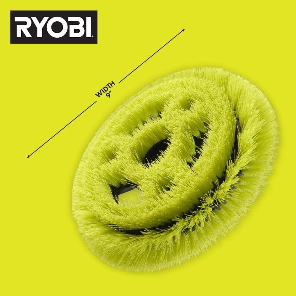 RYOBI 9 in. VORTEX Medium Bristle Brush For Cleaning Tiles Tools Material