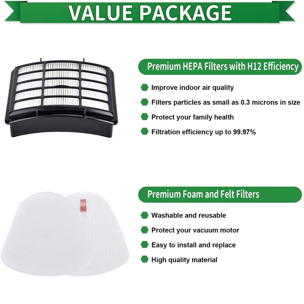 Replace Filters for Shark NV360 NV370 NV380 NV391 Vacuum, Parts XFF350 XHF350