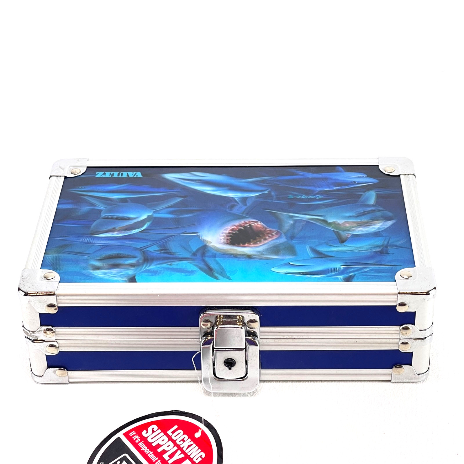 Vaultz Shark Lockbox w/Key Lock 8.25″x5.5″ Security Lock Box Pencil Case – New