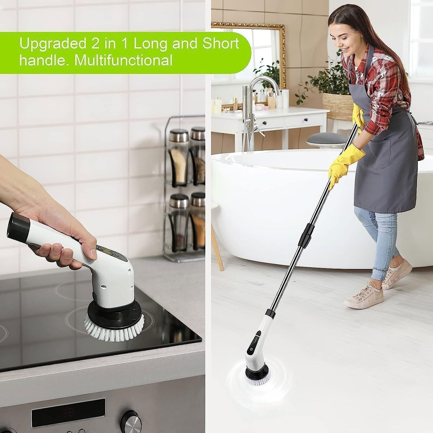 7 Heads Electric Spin Scrubber Cordless Bathtub Power Scrubber Rechargeable US
