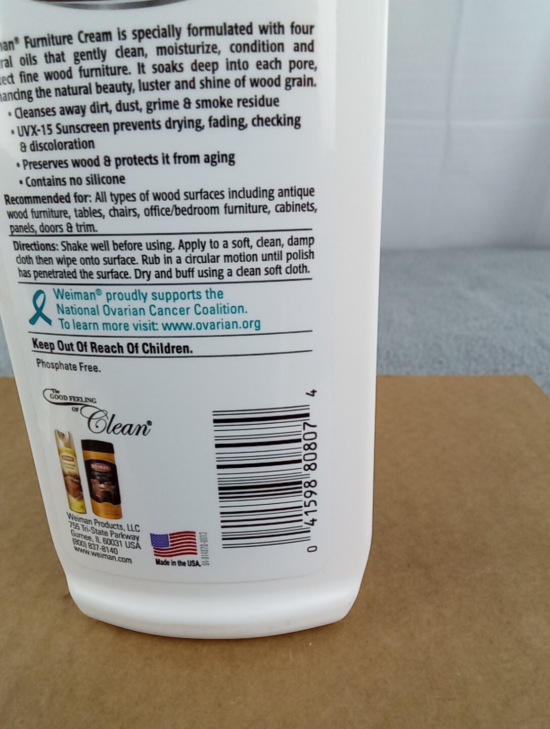 Weiman Furniture Cream with Lemon Oil 8 fl oz 237 ml NOS