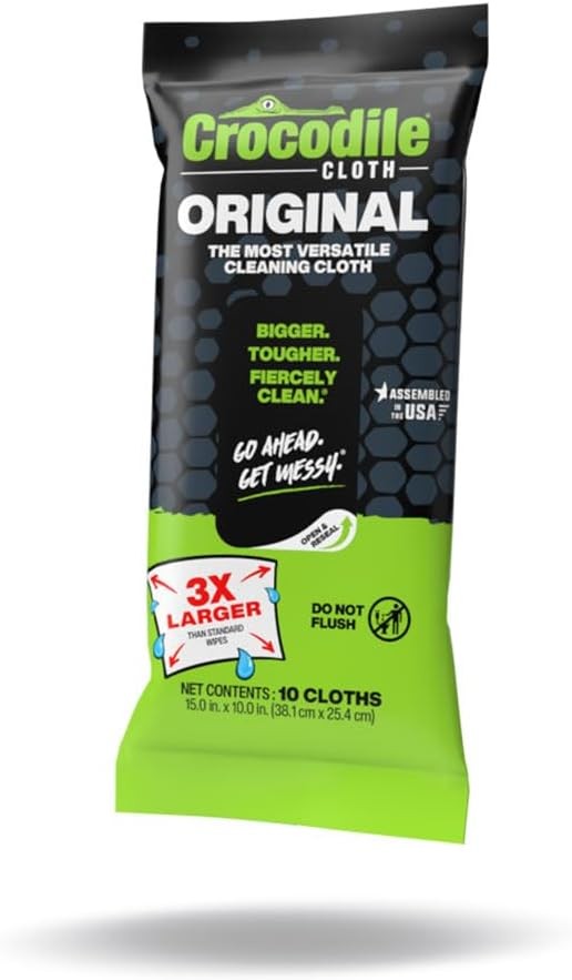 Crocodile Cloth Original Cleaning Wipes, 600 Count (6 Packs of 100)15” x 10”,NEW