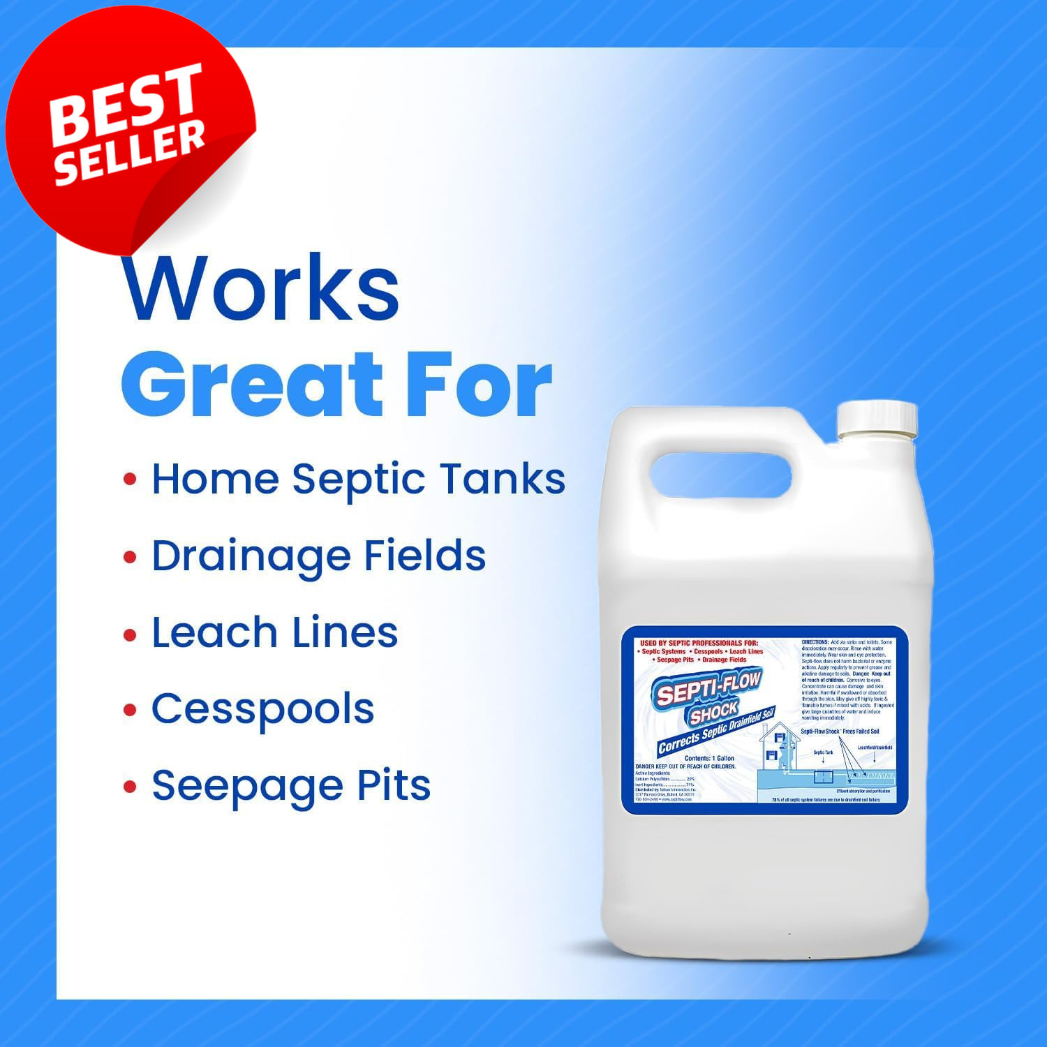 Septic Drainfield Repair Treatment Clears Leach Field Soil 128oz Septi-Flow – US