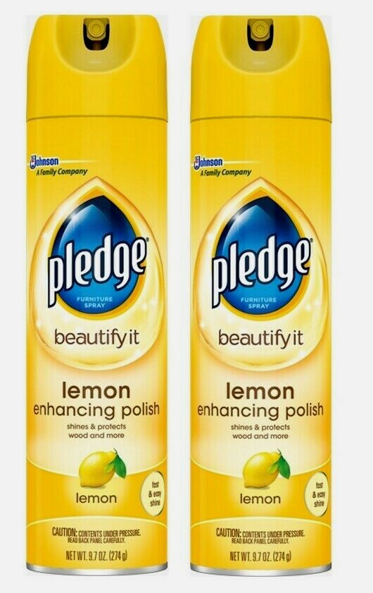 2pk ~ Pledge Lemon Scent Furniture Polish 9.7 oz. Clean Dust Shine Protect 72372