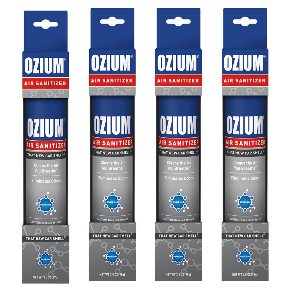 Ozium Air Sanitizer 3.5 oz Spray, That New Car Smell – 4 Pack