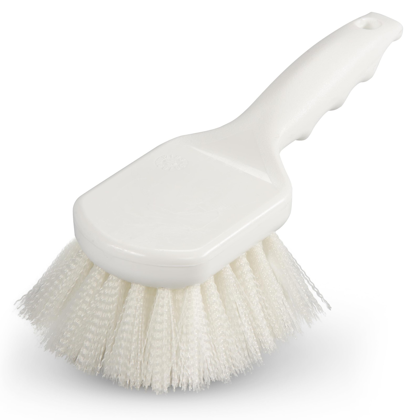Utility Scrub Brush Plastic Handle Nylon Bristles 2 Inch Trim 8 In White 1 PCS