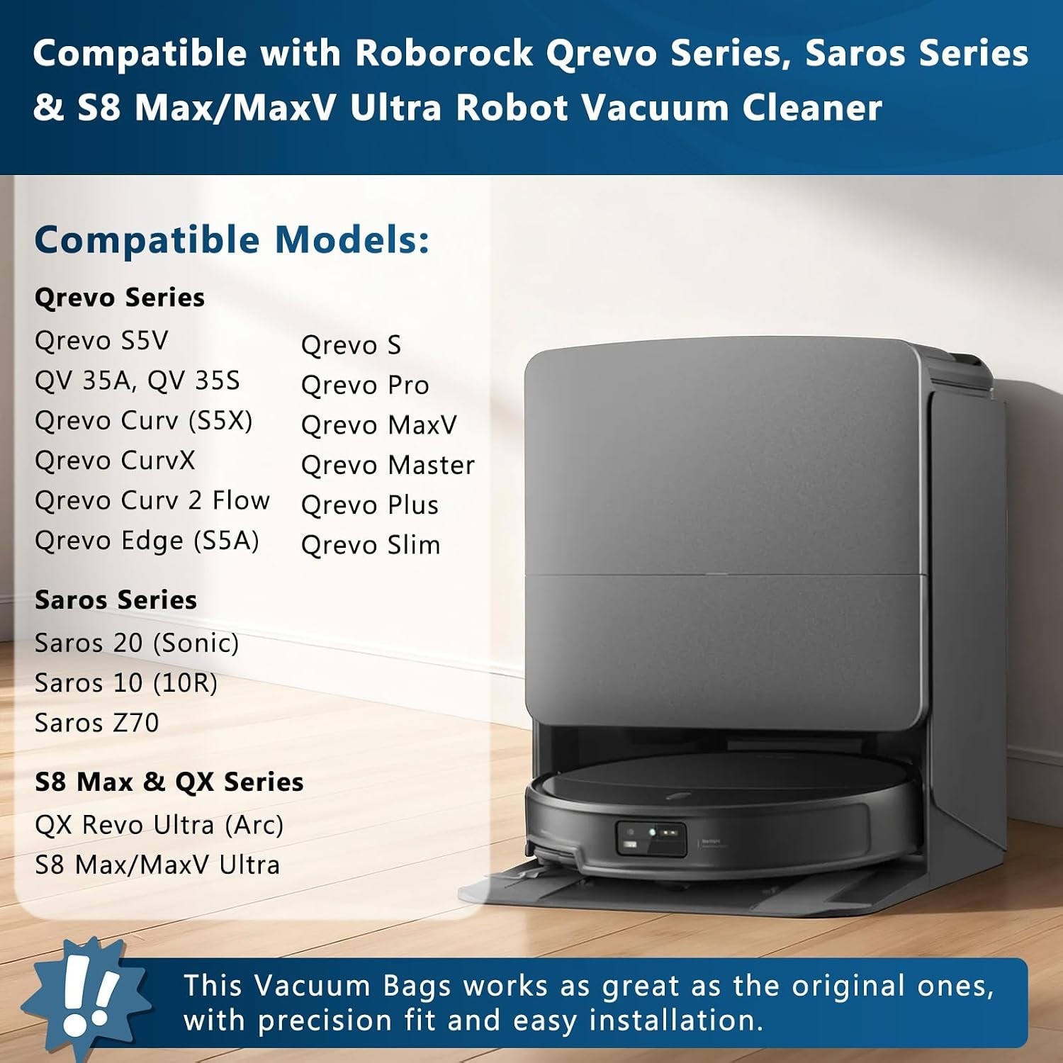18 Pack Dust Bag for Roborock Qrevo QV 35A/S5V/Saros 10R/20/Qrevo Edge/S5A/Cu…